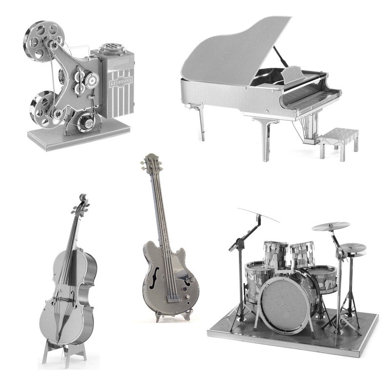 3D Stereo Metal Puzzle Musical Instrument Main Guitar Bass Piano Drum Set Cello Assembly Model Birthday - Image 2